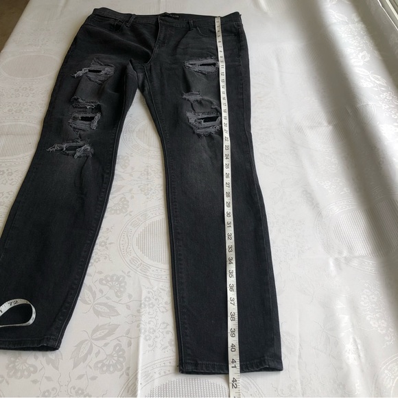 Express Jeans Black Ripped Jeans Denim Pants Women’s Size 12R Mid-Rise Leggings - Picture 14 of 16